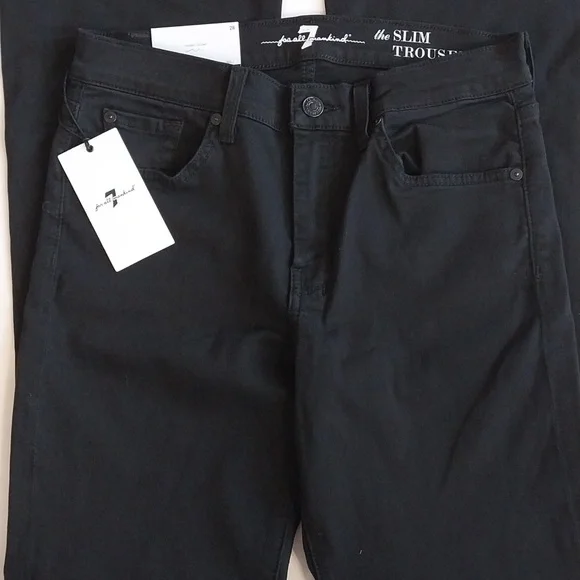 7 For All Mankind NWT Women's Size 28 Black Slim Trouser Flare Denim Jeans Pants - Picture 6 of 15
